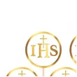 pikery komunia swieta ihs z krzyzem bialo zloty partypal 6 szt