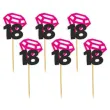 pikery liczba 18 z diamentem fuksja 6 szt