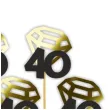 pikery liczba 40 z diamentem zlote metalik 6 szt