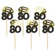 pikery liczba 80 z diamentem zlote metalik 6 szt