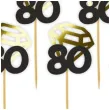 pikery liczba 80 z diamentem zlote metalik 6 szt