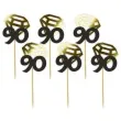 pikery liczba 90 z diamentem zlote metalik 6 szt