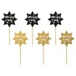 pikery nowy rok z gwiazdami zloto czarne 6 szt