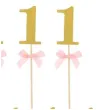 pikery roczek 1 urodziny rozowe godan 13 cm 10 szt