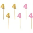 pikery urodziny 4 rozowo zlote 6 szt