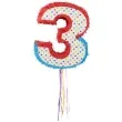piniata cyfra 3 grochy teczowa folat 49 cm