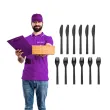 plastikowe sztucce noze i widelce wielorazowe czarne na urodziny piknik grilla 18 5 cm x12