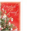 pocztowka wesolych swiat choinka na czerwonym tle maki a6