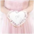 poduszka pod obraczki serce biala partydeco 13x13 cm