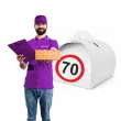 podziekowania dla gosci pudeleczka na slodycze 70 urodziny traffic birthday 7 5 x 6 5 cm 6 szt