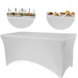 pokrowiec na stol bankietowy dekoracja na urodziny wesele komunie kolacje bialy 183x76x74 cm