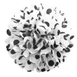 pompon bibulowy bialy w czarne kropki 24 cm