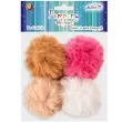 pompony pluszowe akrylowe z zawieszka rozowy brazowy aliga 70 mm 4 szt