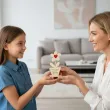 prezent dekoracja na dzien matki 26 maja drewniana figurka kwiatek z sercem 14 cm