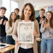 prezent dla nauczyciela pamiatka od klasy na zakonczenie roku szkolnego ramka podpisy uczniow 33x24