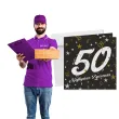 prezent na 50 urodziny kartka okolicznosciowa glamour czarna upominek pamiatka z koperta