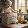 prezent na dzien babci materialowa torba z imieniem na zakupy kochana babcia kolorowy nadruk na