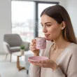 prezent na dzien kobiet filizanka ze spodkiem personalizowana z imieniem rozowa 170 ml