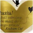 prezent na dzien ojca 23 czerwca zawieszka drewniana do samochodu serce jedz ostroznie 8x7 cm