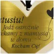 prezent na dzien ojca 23 czerwca zawieszka drewniana do samochodu serce jedz ostroznie 8x7 cm