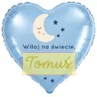 prezent na narodziny dziecka blekitny balon foliowy serce witaj na swiecie imie chlopca 18