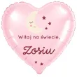prezent na narodziny dziecka rozowy balon foliowy serce witaj na swiecie imie dziewczynki 18