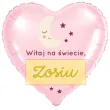 prezent na narodziny dziecka rozowy balon foliowy serce witaj na swiecie imie dziewczynki 18