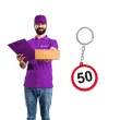 prezent na piecdziesiate urodziny breloczek do kluczy z liczba 50 kolekcja traffic znak drogowy