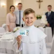 prezent na pierwsza komunie swieta karnet na banknot pieniadze chlopiec w albie 12x7 5 cm