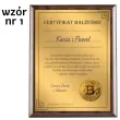 prezent na slub wesele zloty certyfikat w drewnie pamiatka personalizacja imiona