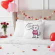 prezent na walentynki poszewki na poduszke zakochane kotki zestaw matching rocznica 40 cm x2