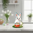 prezent na wielkanoc podstawka na jajko kinder niespodzianka bialy kroliczek figurka