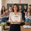 prezent na zakonczenie roku szkolnego etykieta na czekoladki merci dla nauczyciela szkola