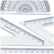 przybory geometryczne classic 4 elementy z linijka 15 cm transparent z granatem titanum