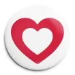 przypinka serce ko okragla bialo czerwona 56 mm