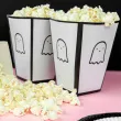 pudelka na popcorn wesoly duszek halloween czarno bialy congee 6 szt