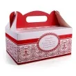 pudelko na ciasto wesele ornament czerwono biale 10 szt