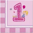 serwetki 1 urodziny dziewczynki procos 33 cm 20 szt