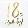 serwetki 18th birthday zlote urodziny partydeco biale 33 cm 20 szt
