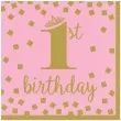 serwetki 1st birthday urodziny rozowe amscan 33 cm 16 szt