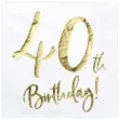 serwetki 40 urodziny 40th birthday partydeco biale 33 cm 20 szt