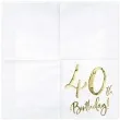 serwetki 40 urodziny 40th birthday partydeco biale 33 cm 20 szt