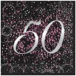 serwetki 50 urodziny glitz unique rozowe 33 cm 16 szt