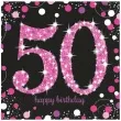 serwetki 50 urodziny sparkling celebrations pink amscan 33 cm 16 szt