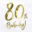 serwetki 80 urodziny 80th birthday partydeco biale 33 cm 20 szt