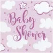serwetki baby shower chmurki i gwiazdki rozowy jasny folat 25 cm 20 szt