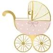 serwetki baby shower girl wozek dzieciecy rozowo zloty partydeco 28 x 30 cm