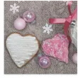serwetki biale i rozowe bombki i serca maki 33 cm 20 szt