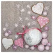 serwetki biale i rozowe bombki i serca maki 33 cm 20 szt