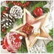 serwetki drewniana gwiazdka z prezentami i bombki maki 33 cm 20 szt